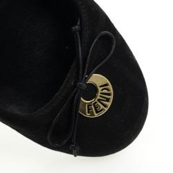 Pre Owned Fendi Black Zucca Canvas Bow Ballet Flats Size 36