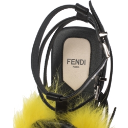 Pre Owned Fendi Black Leather Monster Gladiator Sandals Size 37.5