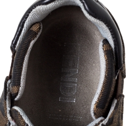 Pre Owned Fendi Brown Zucca Canvas And Leather Trim Low Top Sneakers Size 37