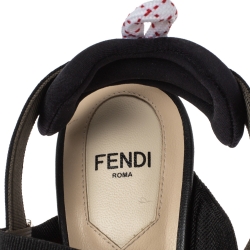 Pre Owned Fendi Brown Zucca Mesh Colibri Slingback Sandals Size 37