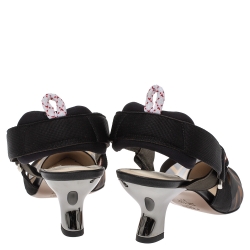 Pre Owned Fendi Brown Zucca Mesh Colibri Slingback Sandals Size 37