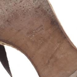 Pre Owned Fendi Tobacco Zucca Tie Detail Flat Espadrilles Size 37