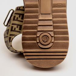 Pre Owned Fendi Zucchino Flat Sandals Size 36