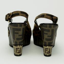 Pre Owned Fendi Zucca Canvas Slingback Sandals Size 38