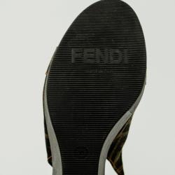 Pre Owned Fendi Zucca Canvas Slingback Sandals Size 38