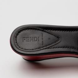 Pre Owned Fendi Zucca Canvas Studded Wedges Slides Size 41