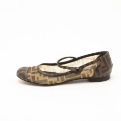 مملوكة مسبقًا Fendi Zucca Monogram Mary Jane Ballerina Flats Size 38