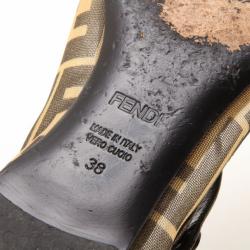 مملوكة مسبقًا Fendi Zucca Monogram Mary Jane Ballerina Flats Size 38