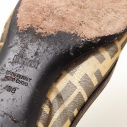 مملوكة مسبقًا Fendi Zucca Monogram Mary Jane Ballerina Flats Size 38