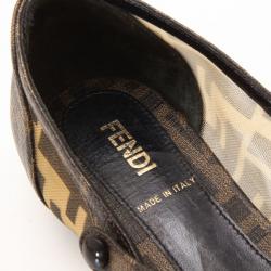 مملوكة مسبقًا Fendi Zucca Monogram Mary Jane Ballerina Flats Size 38