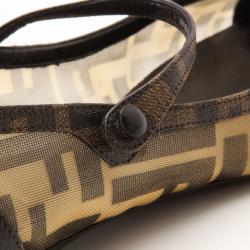 مملوكة مسبقًا Fendi Zucca Monogram Mary Jane Ballerina Flats Size 38