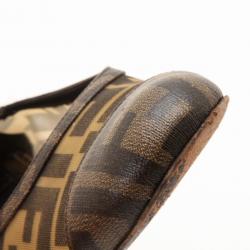 مملوكة مسبقًا Fendi Zucca Monogram Mary Jane Ballerina Flats Size 38