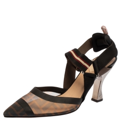 Pre Owned Fendi Multicolor Mesh Colibri Slingback Sandals Size 39