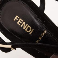 Pre Owned Fendi Black Suede and Clear Sandals Size 38