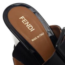 مملوكة مسبقًا Fendi Zucca Patent Demi Wedge Slides Size 38