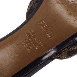 مملوكة مسبقًا Fendi Zucca Canvas Pride and Prejudice Bow Slides Size 38.5