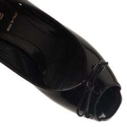 Pre Owned Fendi Black Patent Fendista Slingback Platform Sandals Size 37.5