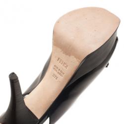 Pre Owned Fendi Black Patent Fendista Slingback Platform Sandals Size 37.5