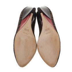 Pre Owned Fendi Zucca Canvas Wedge Pumps Size 40