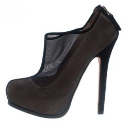 Pre Owned Fendi Black Mesh Ankle Boots Size 37