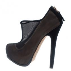 Pre Owned Fendi Black Mesh Ankle Boots Size 37