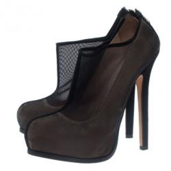 Pre Owned Fendi Black Mesh Ankle Boots Size 37