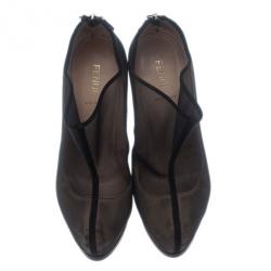 Pre Owned Fendi Black Mesh Ankle Boots Size 37
