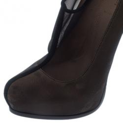 Pre Owned Fendi Black Mesh Ankle Boots Size 37