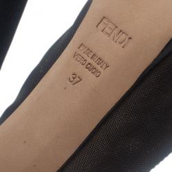 Pre Owned Fendi Black Mesh Ankle Boots Size 37