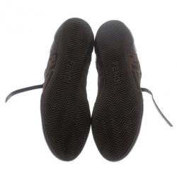 مملوكة مسبقًا Fendi Tobacco Zucca Canvas Leather Trim Sneakers Size 37