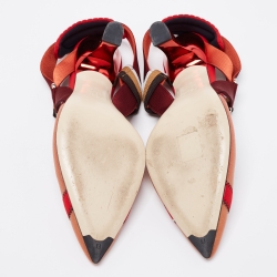 Pre Owned Fendi Multicolor Mesh and Canvas Colibri Slingback Pumps Size 40