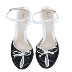 Fendi Black Suede Ankle Strap Sandals Size 39