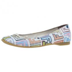 مملوكة مسبقًا Fendi White Multicolor Zucca Spalmati Ballet Flats Size 38