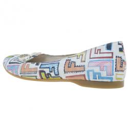مملوكة مسبقًا Fendi White Multicolor Zucca Spalmati Ballet Flats Size 38