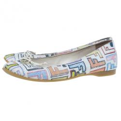 مملوكة مسبقًا Fendi White Multicolor Zucca Spalmati Ballet Flats Size 38