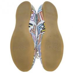 مملوكة مسبقًا Fendi White Multicolor Zucca Spalmati Ballet Flats Size 38