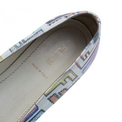 مملوكة مسبقًا Fendi White Multicolor Zucca Spalmati Ballet Flats Size 38
