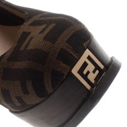 Pre Owned حذاء كعب عالي فندي كانفاس توباكو زوكا نعل سميك  مقاس 37.5