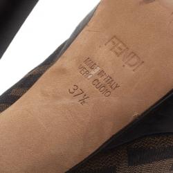 Pre Owned حذاء كعب عالي فندي كان فاس توباكو زوكا نعل سميك مقاس 37.5