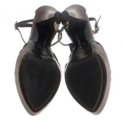Fendi Brown Textured Leather T Strap Platform Sandals Size 40