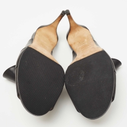 Fendi Black Leather Flowerland Open Toe Mules Size 38