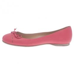 مملوكة مسبقًا Fendi Pink Leather Bow Ballet Flats Size 37