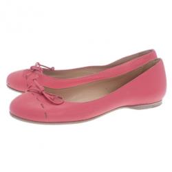 مملوكة مسبقًا Fendi Pink Leather Bow Ballet Flats Size 37