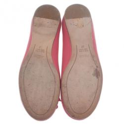 مملوكة مسبقًا Fendi Pink Leather Bow Ballet Flats Size 37
