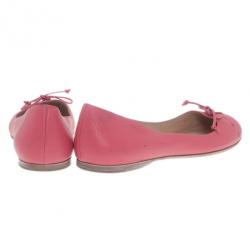 مملوكة مسبقًا Fendi Pink Leather Bow Ballet Flats Size 37