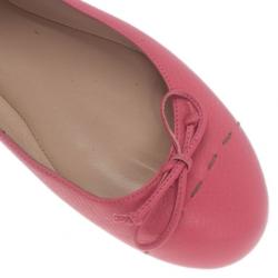مملوكة مسبقًا Fendi Pink Leather Bow Ballet Flats Size 37