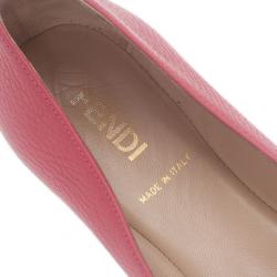 مملوكة مسبقًا Fendi Pink Leather Bow Ballet Flats Size 37
