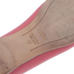 مملوكة مسبقًا Fendi Pink Leather Bow Ballet Flats Size 37