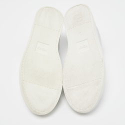 مملوكة مسبقًا Fendi Silver Leather Rockoko Scallop Slip On Sneakers Size 38