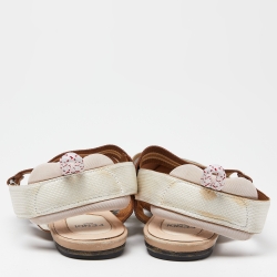 Pre Owned Fendi Multicolor Zucca Mesh and Canvas Colibri Slingback Flats Size 39.5